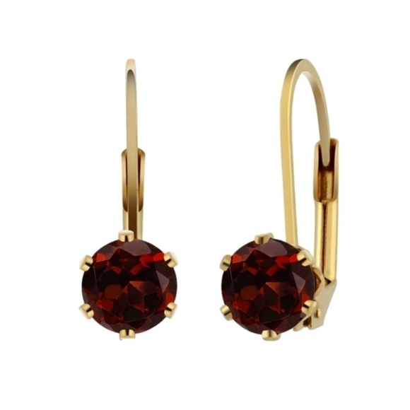 2.40CT Red Garnet Gold 925 Silver Earrings Anniversary Gift Mothers Day - Picture 1 of 3